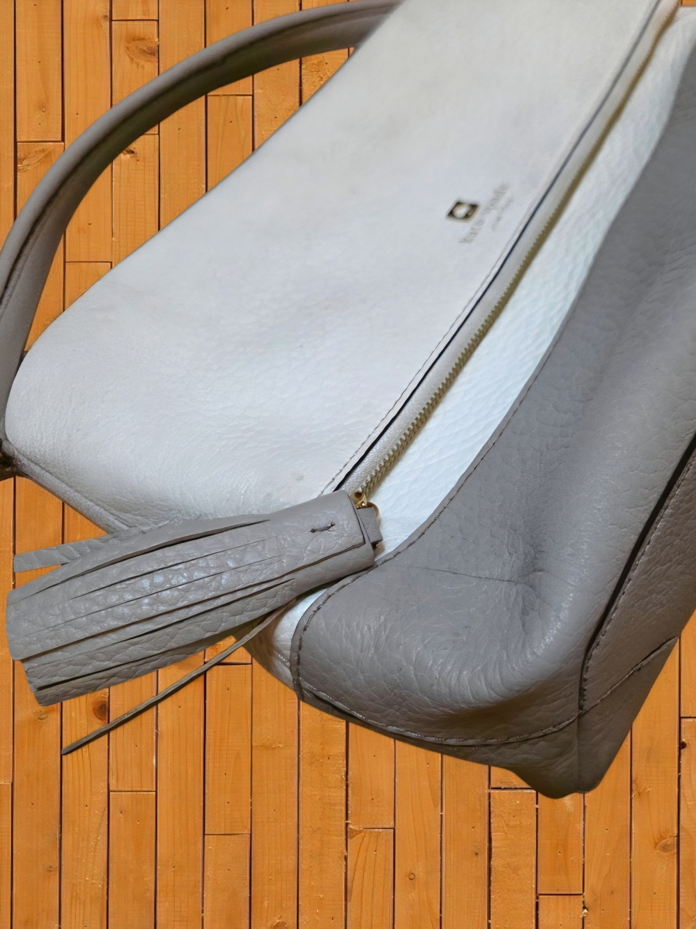 kate spade Two-Tone White & Light Gray Leather Crossbody Bag - Picture 6 of 15